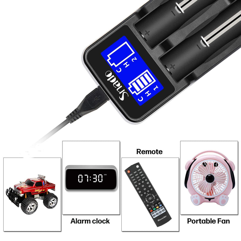 [Australia] - Intelligent Charger, Snado LCD Display Universal Smart Charger for Rechargeable Li-ion Batteries 18650 18490 18350 17670 17500 16340 14500, Ni-MH/Ni-Cd A AA AAA Batteries (2 Slots) 