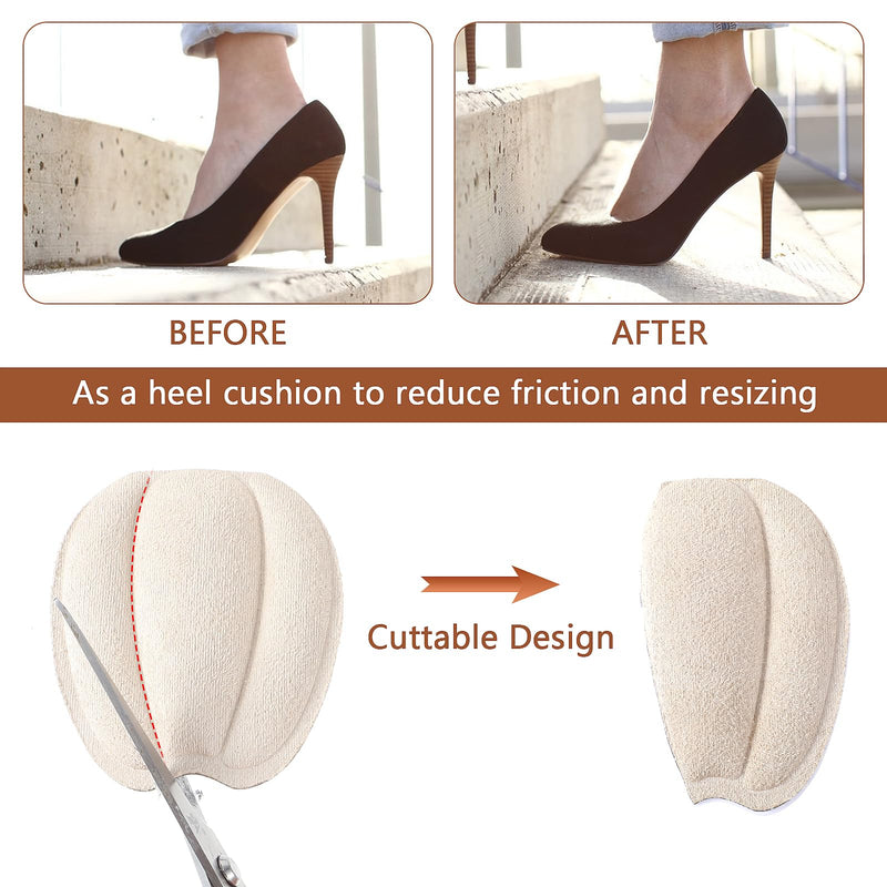 [Australia] - Oruola 2 pairs of non-slip tongue pads for loose shoes, heel pads, tongue pads for shoes, non-slip tongue cushion insert for loose shoes, men and women, shoe heel pads (beige) 