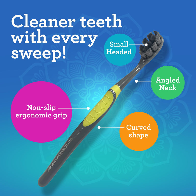 [Australia] - GuruNanda Butter on Gums Charcoal Toothbrush - 8000+ SoftexTM Bristles for Sensitive Teeth & Gums, Aids in Teeth Whitening, Extra Soft (6 Count) 6 Count (Pack of 1) 