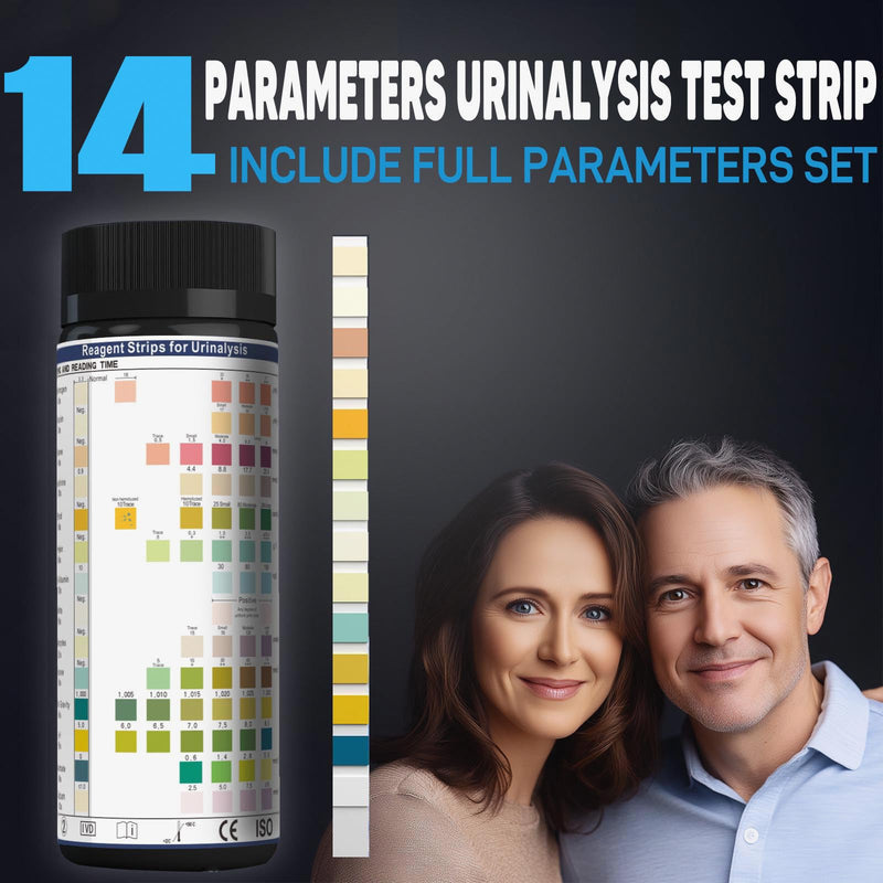 [Australia] - URS Urine Reagent Test Strip for 14 Parameters Urinalysis - Self Testing at Home in 60 Seconds for Men and Women PH, SG, Prot, KET, BLO, BIL, CRE, Kidney, Liver, UTI, Keto Diet, Ketosis, and +7 More 