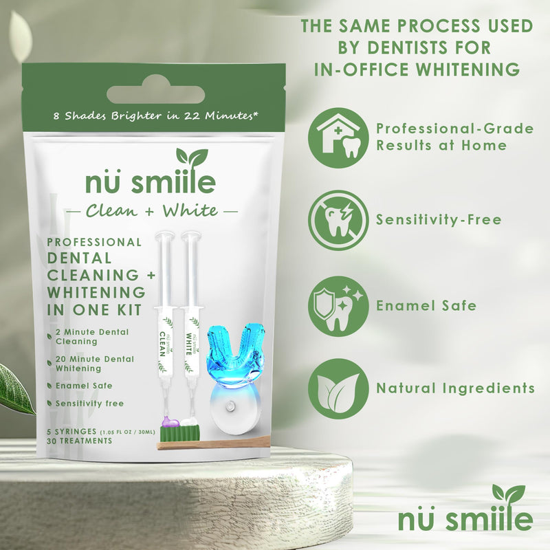 [Australia] - Professional Cleaning and Teeth Whitening Kit by nu smiile - Includes Blue LED Light - Visible Results in 20 Minutes - Xyliprox Teeth Whitening Gel - 30 Treatments 