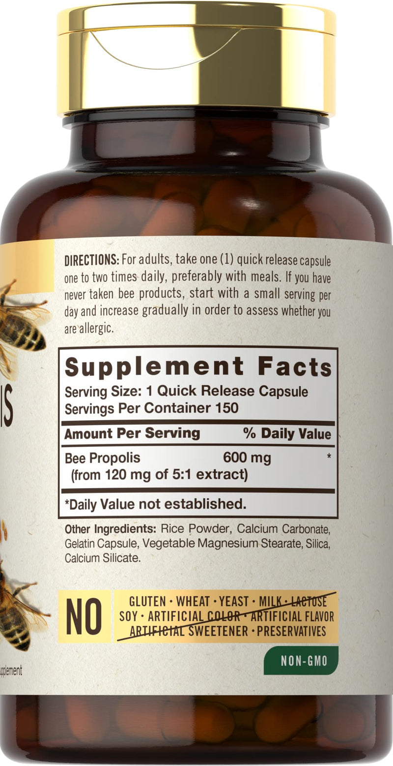 [Australia] - Carlyle Bee Propolis Capsules 600mg | 150 Count | Extract Supplement | Non-GMO, Gluten Free 