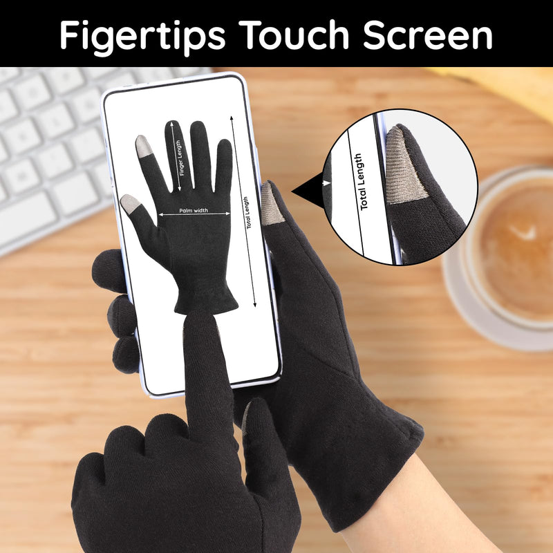 [Australia] - Segbeauty 16 Counts Elastic Black Cotton Gloves for Working, 8 Pair Touchscreen Sleeping Moisturizing Lotion Gloves Overnight with Elastic Band, Hand Care Cotton Moisture Work Glove for Typing Driving Extra Large 16.0 