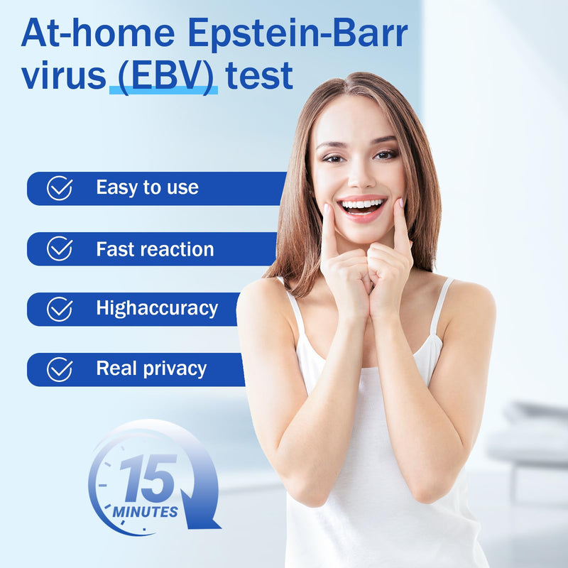 Epstein Barr (EBV) At-Home Test Kit ， Detects IgG Response to VCA & EBNA ，15-Minute Rapid Result,Highly Accurate & Easy to Read Home Testing Kit