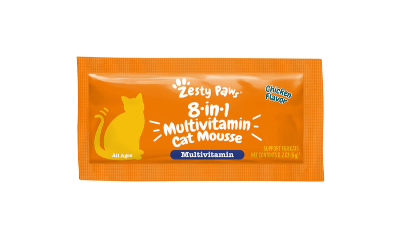 Zesty Paws 8-in-1 Multivitamin Cat Treats Lickables Mousse for Cats - Healthy Cat Treats for Indoor Cats - Cat Squeeze Up Daily Multivitamin for Gut, Immune, Heart, Skin & Coat Support - Chicken 14ct - PawsPlanet Australia