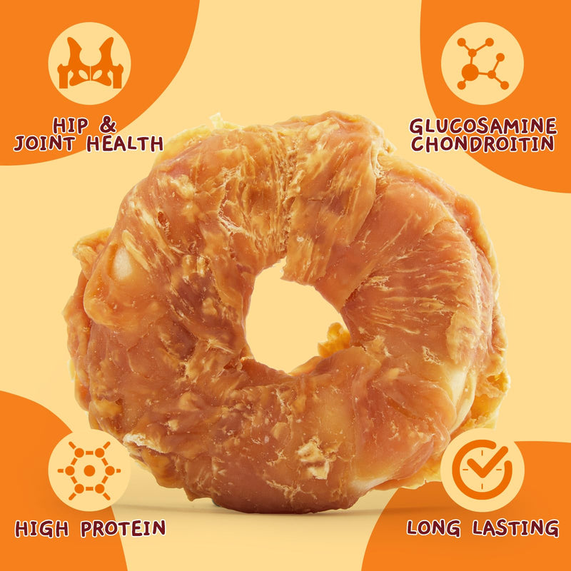 Jungle Calling Dog Treats Long Lasting, Rawhide Chews for Dogs, Chicken Wrapped Rawhide Donuts, Chewy Snacks for Medium Large Dogs Chicken Rawhide Donuts - PawsPlanet Australia