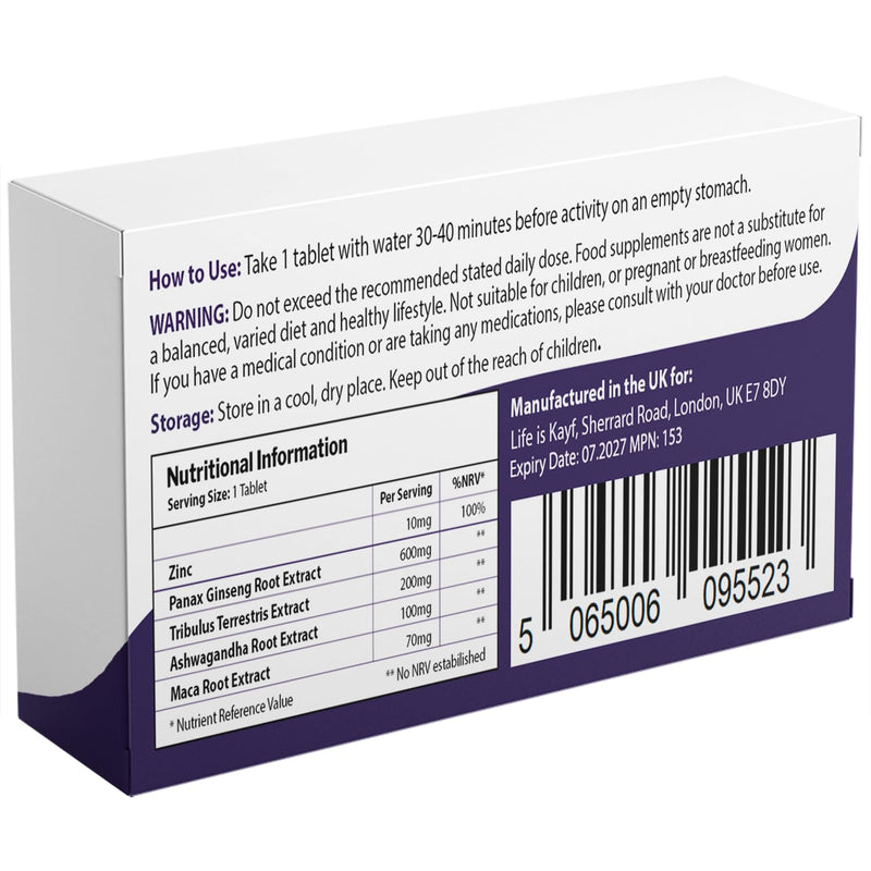 Intense Blue 30 Tablets - Supplement for Men - Natural Vitality & Confidence Support - Korean Ginseng, Tribulus Terrestris - Made in The UK 30 count (Pack of 1)