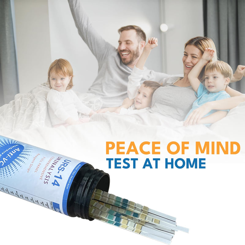 [Australia] - 14-Parameters URS Test Strips for Urinalysis [120 Count], Detection Liver & Kidney, UTI, Ketosis - CRT, SG, PRO, BIL, KET, +9 More 