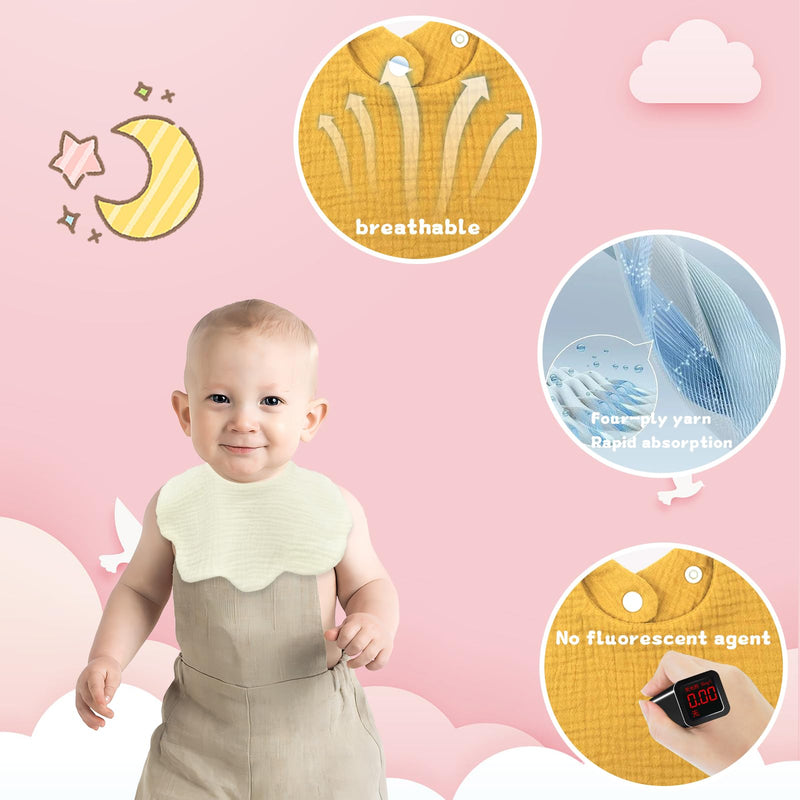 [Australia] - Muslin Baby Drooling Bibs Unisex Soft & Absorbent Multi-Layer Baby Bibs for Drooling and Teething Boys Girls Flower-8 