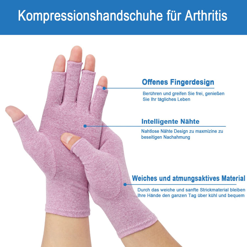 [Australia] - 2 Pairs Arthritis Compression Gloves for Rheumatoid Osteoarthritis Relief, Relieve Muscle Tension, Fingerless, Breathable & Moisture Regulating, Women and Men (Purple, M) Purple 