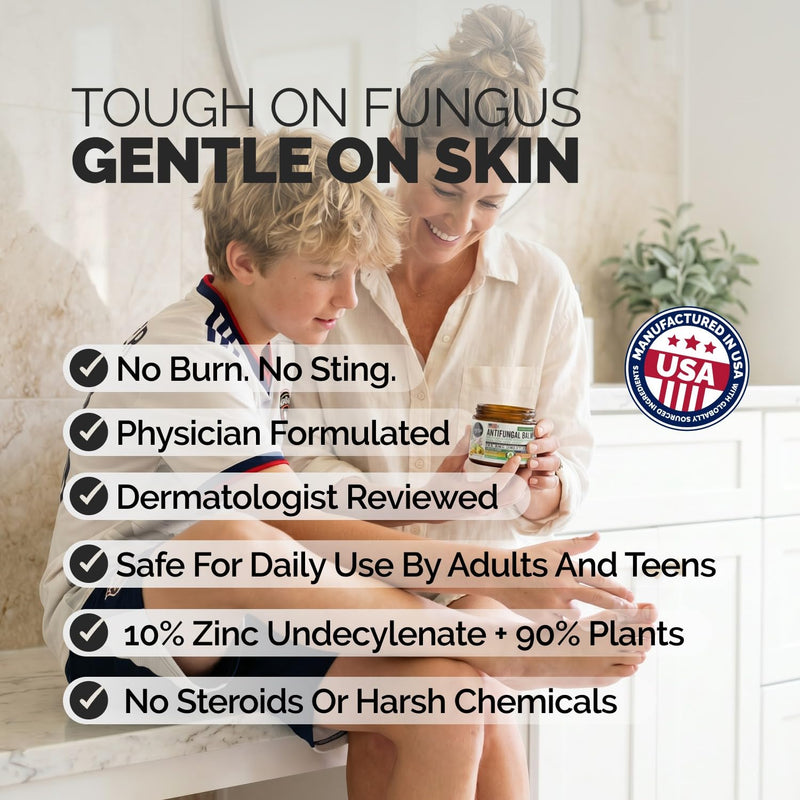 Puriya Antifungal Balm, Athlete's Foot, Jock Itch, Ringworm Treatment, 2 oz | Clinically Proven, Concentrated, Antifungal Cream, Relieves Itching, Burning, Cracking, Treats & Hydrates Skin, Plant-Powered