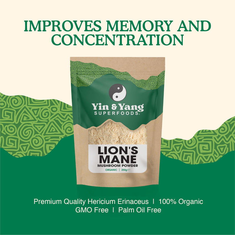 Organic Lion's Mane Mushroom Powder | 7 Month Supply | High-Strength Full-Spectrum Extract for Cognitive Function, Focus, and Immune Support | 100% Pure Hericium Erinaceus 250 g (Pack of 1)