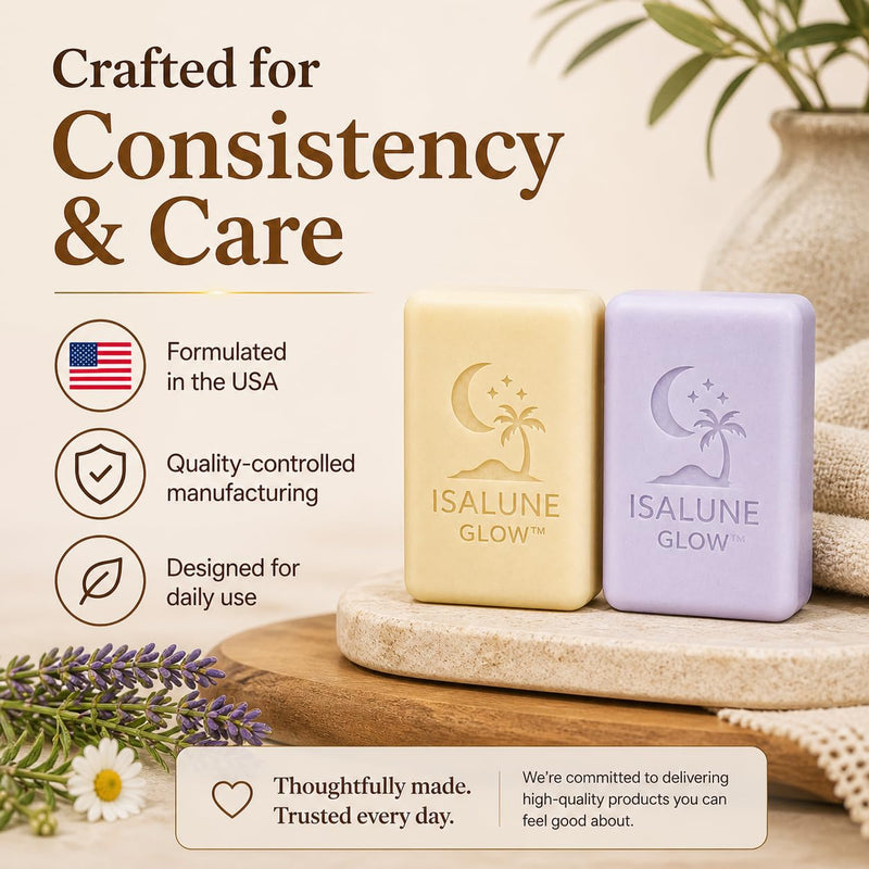 Kojic Acid Day & Night Facial & Body Soap Set, Cold Process Cleansing Bars with Vitamin C, Papaya, Lavender, Chamomile & Activated Charcoal, 2 Bars