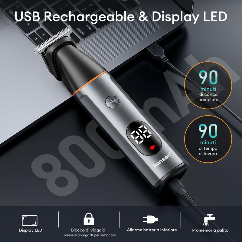 [Australia] - kensen Body Hair Trimmer for Men - Manscape 3-in-1 Beard Trimmer for Men, Men's Groin & Pubic Hair Trimmer IPX6 Waterproof Wet/Dry Electric Razor for Mens Cordless Hair Clippers for Mens Shaver (Gray) Gray 