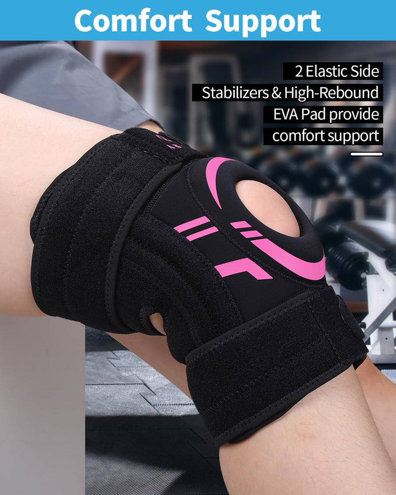 ABYON Knee Brace for Pain Relief, Meniscus Tear, Arthritis, ACL and Joint Support – Open Patella Dual Side Stabilizer Knee Support with Medical-Grade Compression for Men and Women - Please Check How To Size Video X-Large Black-Pink