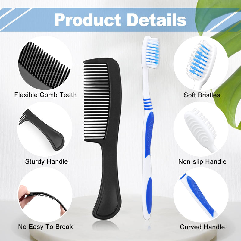 Pack of 10 Hygiene Kit, Hygiene Kit Bulk, Individually Packed, Travel Hygiene Kit with Toothbrush, Toothpaste, Comb, Shampoo, Soap and Floss Picks, Home, Suitable for Hotel, Camping, Travel