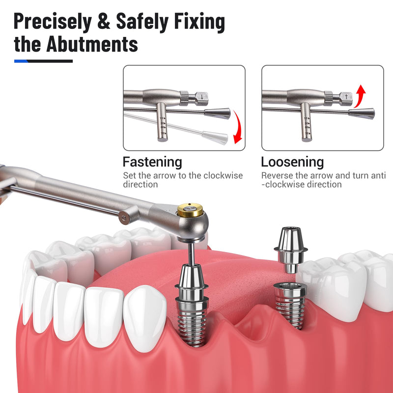 [Australia] - 4E 4E'S USA Dental Implant Torque Wrench Set: Universal Prosthetic Kit with Torque Adjustable Ratchet & Screwdrivers 16pcs, 10-70Ncm, Fully Autoclavable 