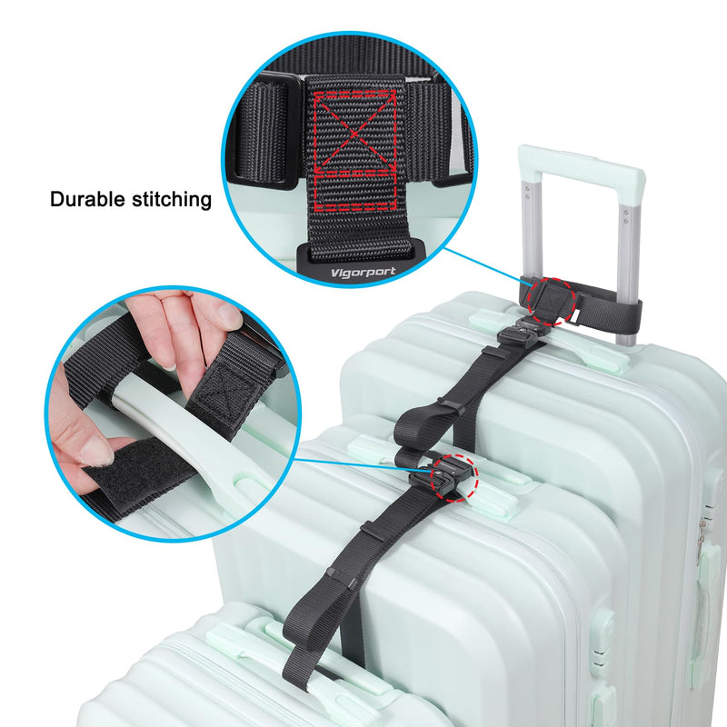 Luggage Straps, Luggage Connector Straps for Suitcases Add A Bag and Connect Your 3 Suitcases Together, J Hook Luggage Strap for Add a Bag