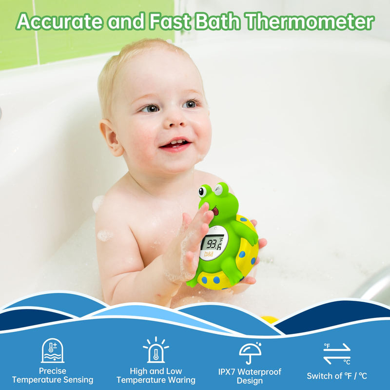 b&h Baby Bath Thermometer & Room Thermometer – Easy to Read Display | BPA-Free| Fahrenheit or Celsius | Digital Water Thermometer Floating Bathing Toy Shower Gift for Infant Newborn Green