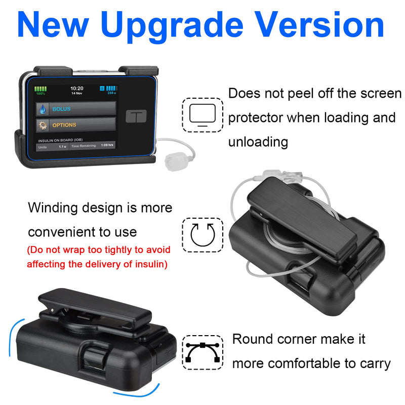 [Australia] - Tandem Tslim X2 Pump Case Accessories Smooth Comfortable Flexible Safe Convenient Insulin Pump Holder 360° Rotating Sturdy Belt Clip for t:Slim/t:Slim G4 (Black) Black 