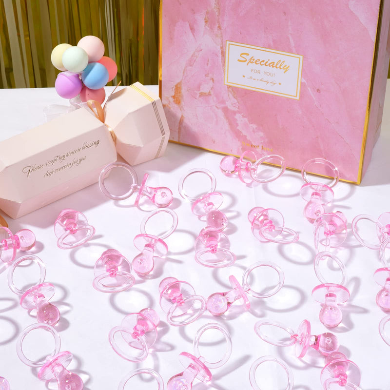 [Australia] - 50 Pieces 2.75 Inch Baby Pacifier Baby Shower Plastic Pacifier for Baby Shower Pacifier, Baby Shower Gender Show Party Decoration DIY Baby Shower Birthday Party Gift (Pink) Pink 