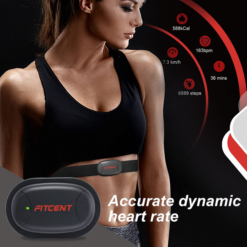 [Australia] - FITCENT Rechargeable Heart Rate Monitor Chest Strap 5.3 kHz/Bluetooth 5.0/ANT+, Heart Rate Sensor for Peloton Strava Zwift DDP Yoga 