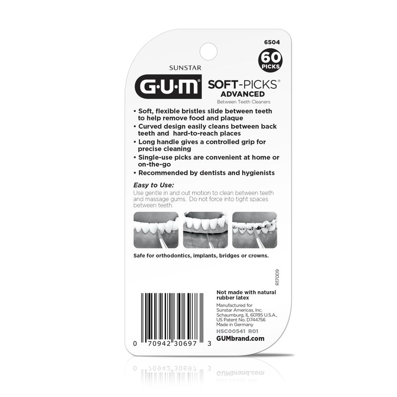 [Australia] - GUM Soft-Picks Advanced, Easy to Use Dental Picks for Teeth Cleaning and Gum Health, Disposable Interdental Brushes with Convenient Carry Case, Dentist Recommended Dental Picks, 60ct (3pk) Original 60 Count (Pack of 3) 