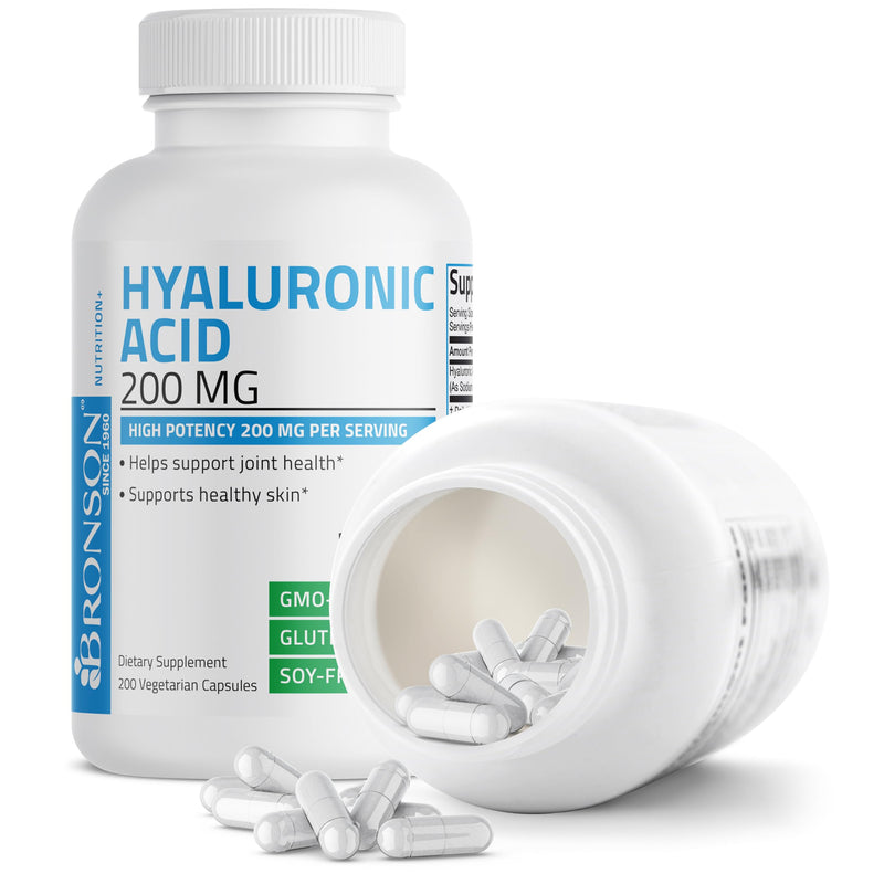 [Australia] - Bronson Hyaluronic Acid 200 MG High Potency Joint Health & Healthy Skin Support, Non-GMO, 200 Vegetarian Capsules 200 Count (Pack of 1) 