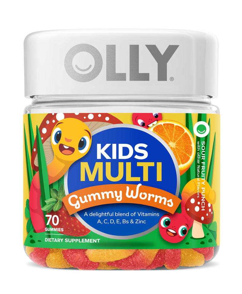 OLLY Kids Immunity Gummy, Immune Support, Wellmune, Elderberry, Vitamin C, Zinc & Kids Multivitamin Gummy Worms, Overall Health and Immune Support, Vitamins and Minerals A, C, D