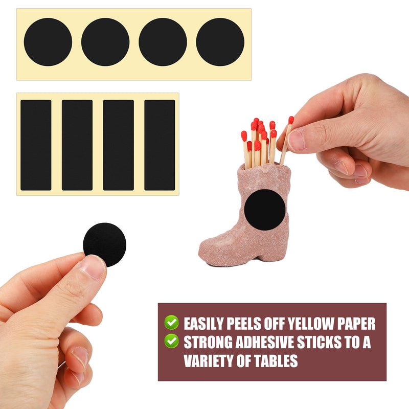 [Australia] - 120pcs Match Striker Papers with Adhesive, 60 Round and 60 Rectangle Match Striker Stickers Match Striker Paper Sheets for Match Rack Cymbal Paper Replacement (Black) Black 