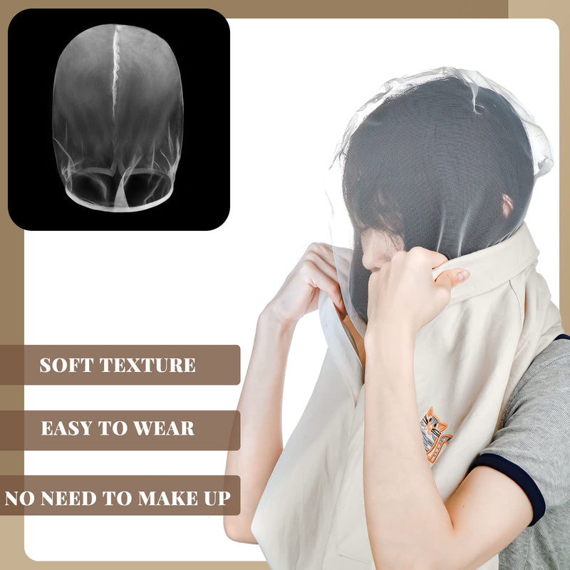 [Australia] - Loopeer 6 Pcs Makeup Protector Hood Washable Light Airy Nylon Chiffon Face Cover Protects Hair and Make up While Getting Dressed Zipper Closure Reusable Cosmetic Mask for Women Beauty Weddings(White) White 