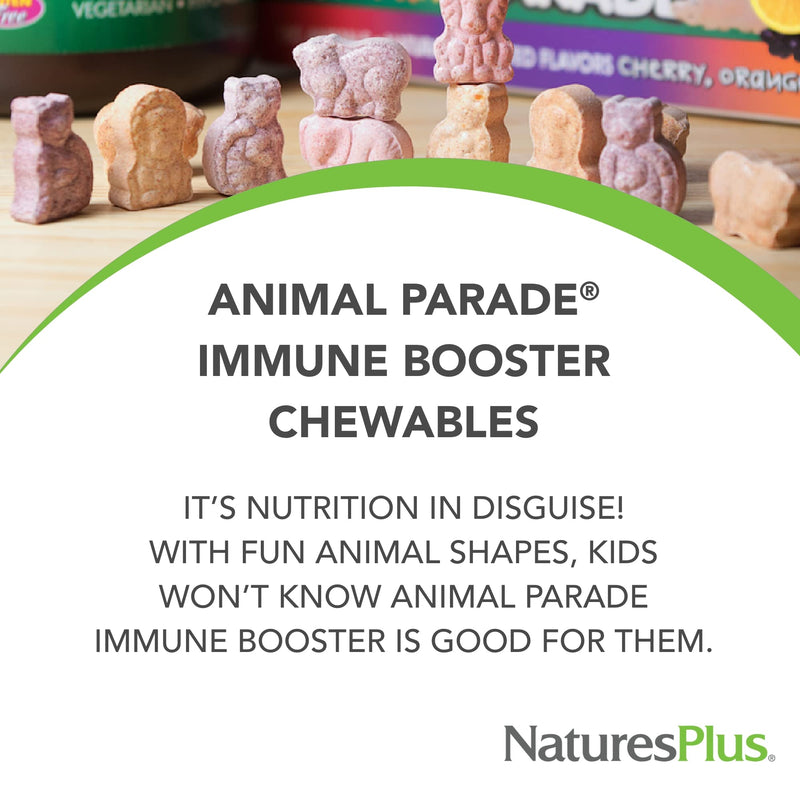 [Australia] - Natures Plus Animal Parade Immune Booster - Tropical Berry Flavor - 90 Animal-Shaped Chewable Tablets - Provides Immune System Support - Gluten Free, Vegan - 45 Servings 