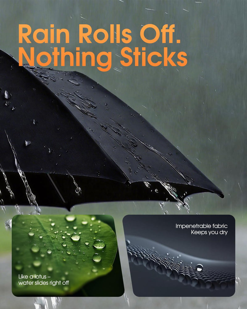 Windproof Reverse Folding Travel Umbrella C Black UV 52 IN