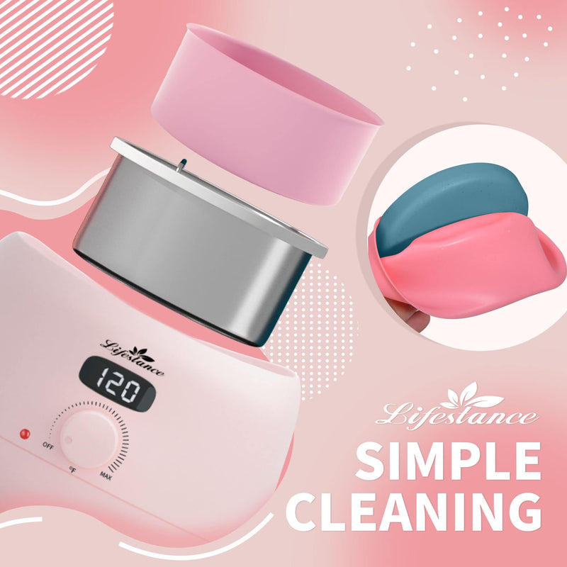 [Australia] - Lifestance Waxing Set Professional for Women, Wax Warmer Wax Hair Removal with 400g Waxing Beads, 1 Silicone Bowl and 30 Wax Sticks, 1 Wax Machine for Waxing at Home Pink Waxing Set 