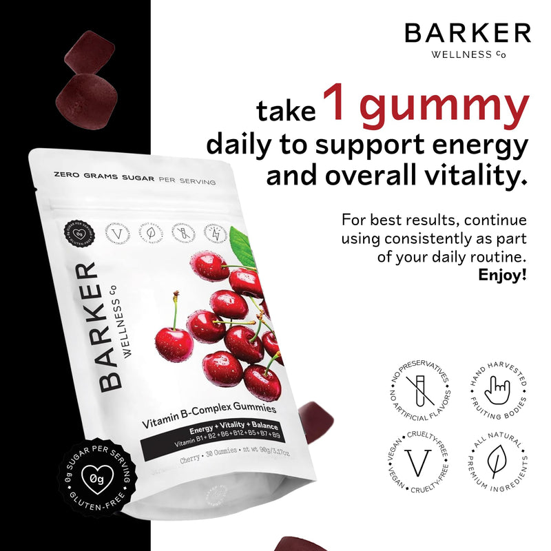 Barker Wellness Vitamin B-Complex Gummies – Energy & Metabolism, Sugar-Free