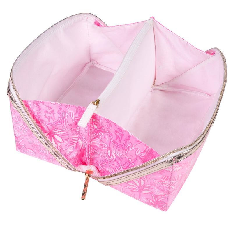 Lilly Pulitzer Carryall Cosmetic Case, Palm Beach Playground | Vinyl Zipper Toiletry Case with Top Handle, Wide Opening, and Interior Organization Pockets
