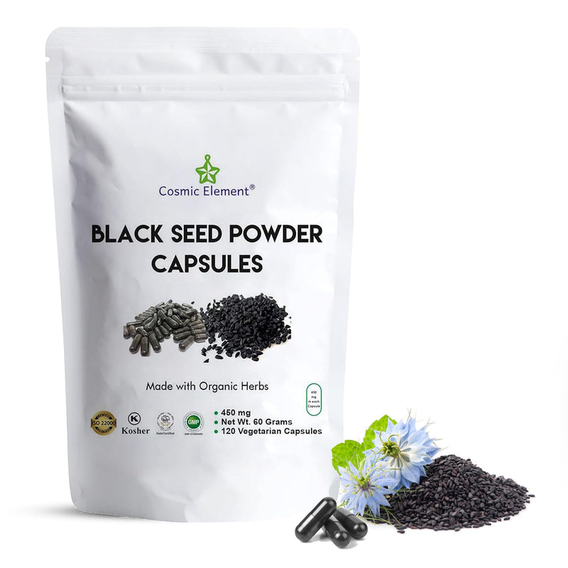 [Australia] - 100% Pure Black Seed Powder Capsules Organic - Vegan Nigella Sativa 450mg Black Cumin Seeds per Serving for Health - 120 Capsules 120 Count (Pack of 1) 
