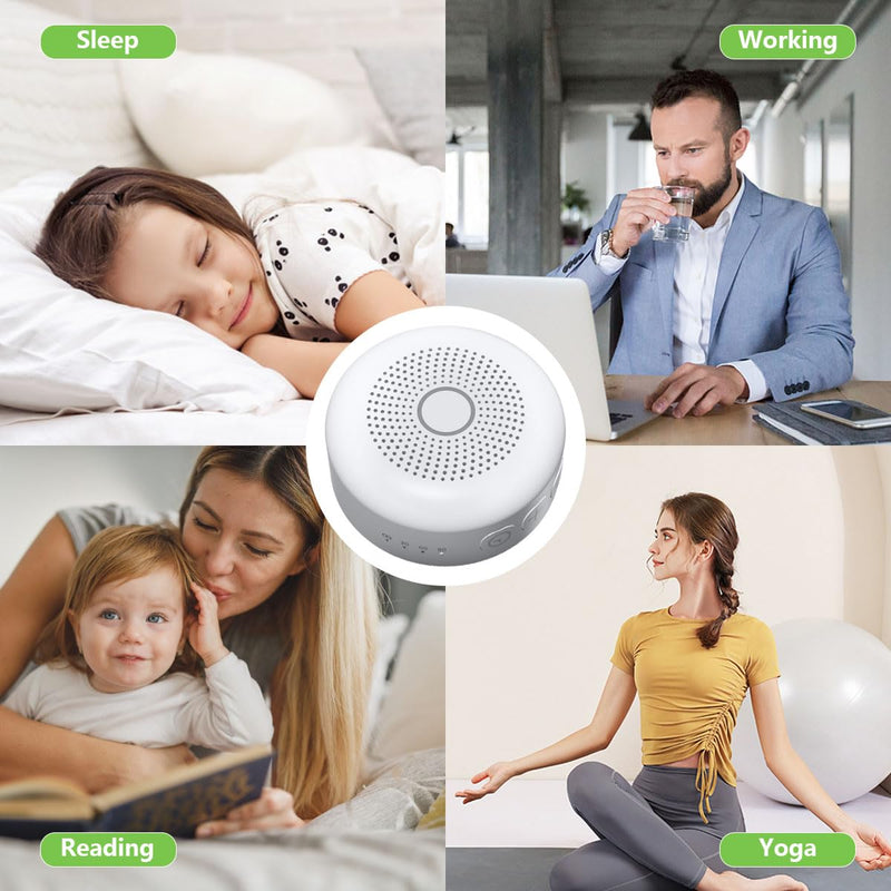 [Australia] - Portable White Noise Sound Machine 30 Soothing Sounds Rechargeable Battery Small for Travel 32 Volume Control Noise Canceling Sleep Machine Sound Therapy for Baby Kids Adults (White) 