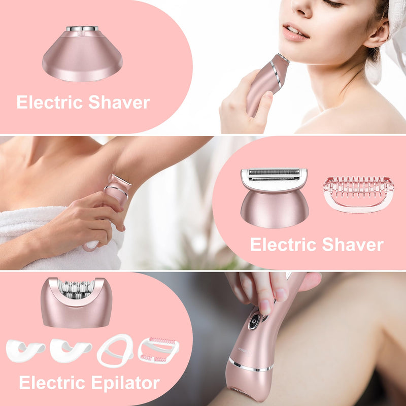 [Australia] - Hatteker Electric Shaver 3-in-1 Suitable for Face Chin Arms Legs Armpits Portable Painless Wireless Bikini Electric IPX7 USB Charging Dry and Wet Dual-Use 
