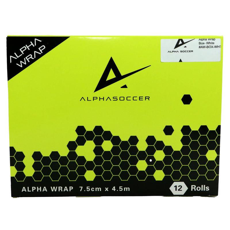 Alpha Wrap Athletic Tape Box - Pre Wrap Tape for Shin Guards, Soccer Tape Sports Wrap Set 12 Pack White