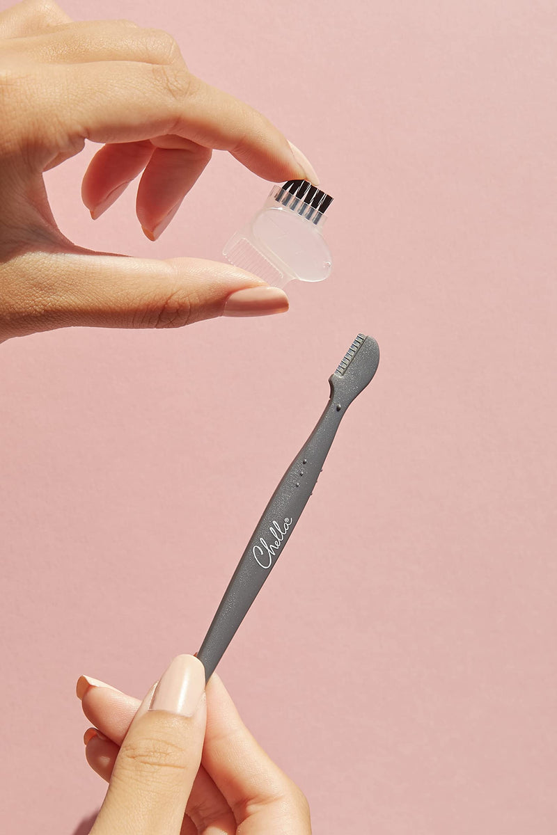 Chella Eyebrow Razor, Brow Razor with Eyebrow Brush and Comb, Pack of 2
