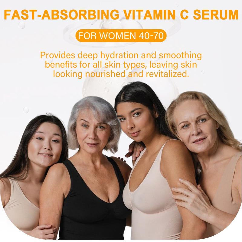 Super Vitamin C Face Serum for Women Over 70, Large Size 1.7 fl oz (50ml) - Fragrance-Free Multi-Tasking Age Defying Hydrating Complex for Mature Sensitive Skin 1.69 Fl Oz (Pack of 1)