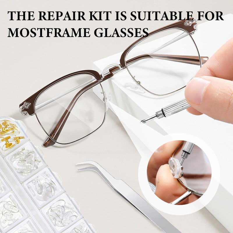 [Australia] - 60 pairs of glasses nose pads, glasses nose pads silicone 12 styles, 5 pairs of each style, non-slip nose pads for glasses. The set contains 80 screws, tweezers and small screwdrivers 