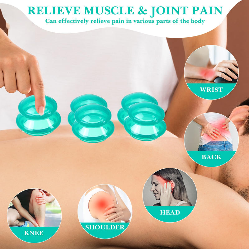 [Australia] - Geiserailie 16 Pcs 4 Sizes Cupping Therapy Set Silicone Cupping Massage Cups Professional Chinese Therapy Cup Vacuum for Body Muscle Nerve(Green) Green 