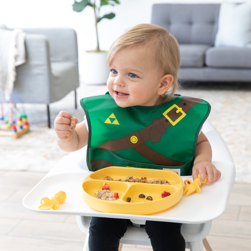[Australia] - Bumkins Nintendo Bibs for Girl or Boy, SuperBib with Cape for Baby and Toddler 6-24 Months, Essential Must Have for Eating, Feeding, Baby Led Weaning Supplies, Mess Saving Catch Food, Legend of Zelda 1-Pack I1 Zelda, Cape 