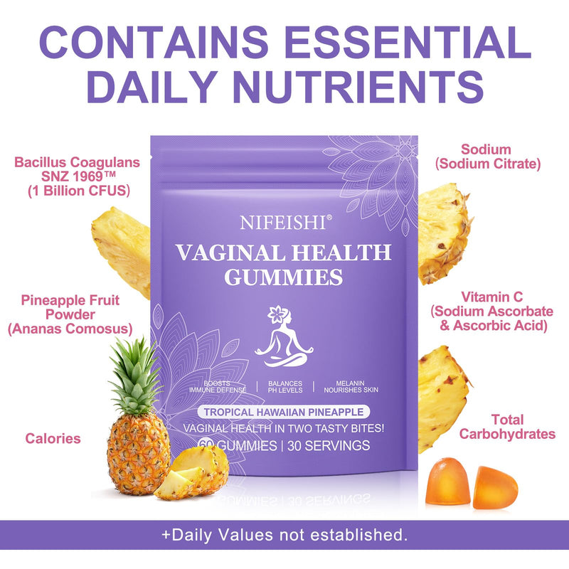 Vaginal Probiotics for Women, Vital Source Feminine Gummies, pH Balance for Women, Premium Feminine Balance Gummies, Promotion of Womens Health - 60Gummies