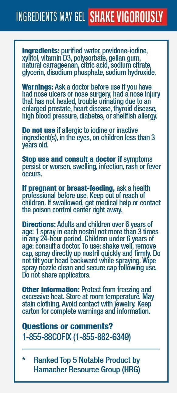 [Australia] - Nasal Cleanse Solution Spray, Povidone Iodine with Vitamin D3 & Xylitol, Cleans Nasopharynx, For Cold Allergy Sinus Relief, Laboratory Tested Patented Formula, Fast Acting & Long Lasting, 3 pk 