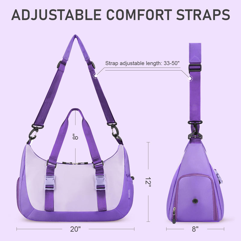 WOOMADA Gym Bag for Women with Yoga Mat Holder, Yoga Duffle Bag with Shoe Compartment, Multi-Purpose Travel, Workout, Dance, Sports Bag(Purple)