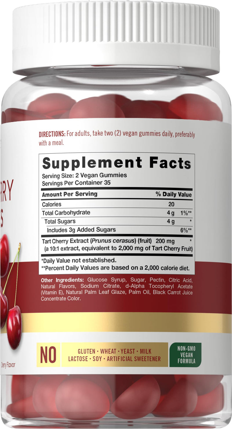 Carlyle Tart Cherry Gummies | 2000mg | 70 Count | Cherry Flavor | Vegan, Non-GMO, and Gluten Free Formula 70 Count (Pack of 1)