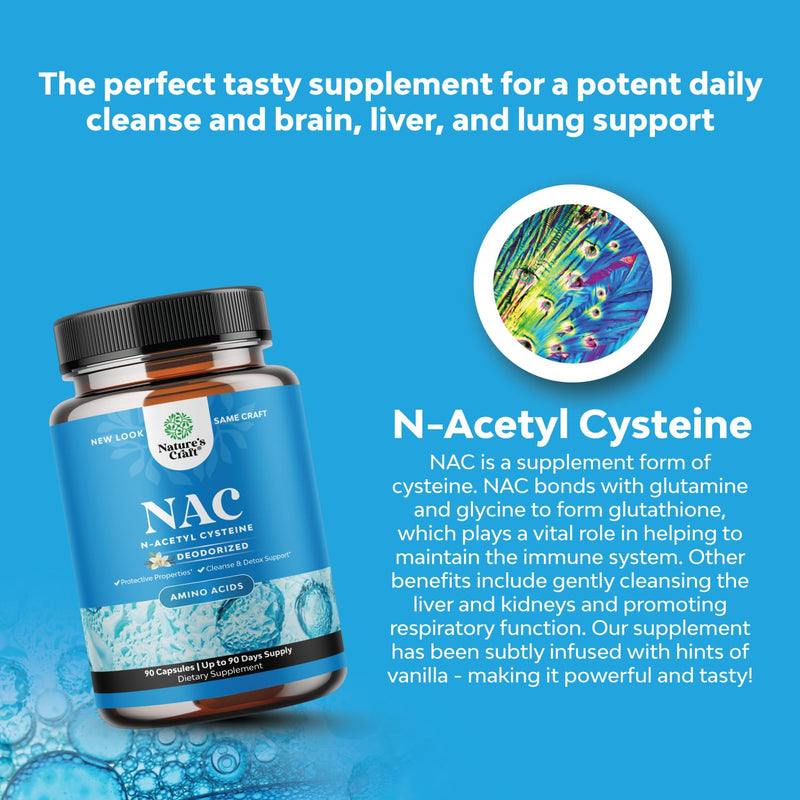 [Australia] - Natures Craft NAC Supplement N-Acetyl Cysteine 600mg- High Absorption NAC 600 mg Capsules Glutathione Precursor for Liver Cleanse Detox Kidney Support Lung Health Immunity and Brain Supplement 